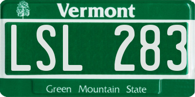 VT license plate LSL283