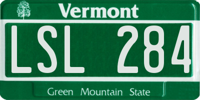 VT license plate LSL284