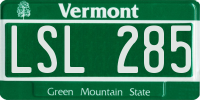 VT license plate LSL285