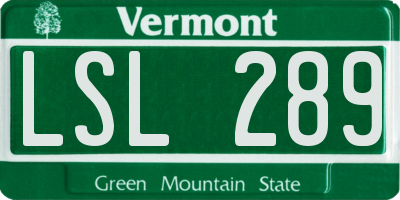 VT license plate LSL289