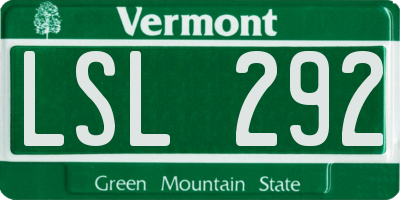 VT license plate LSL292
