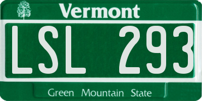 VT license plate LSL293