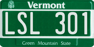 VT license plate LSL301