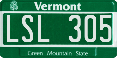 VT license plate LSL305