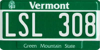 VT license plate LSL308