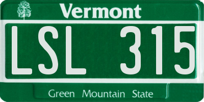 VT license plate LSL315