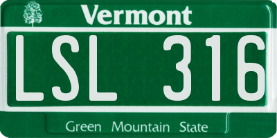 VT license plate LSL316