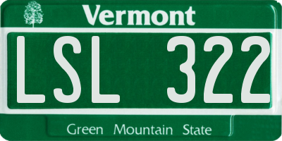 VT license plate LSL322
