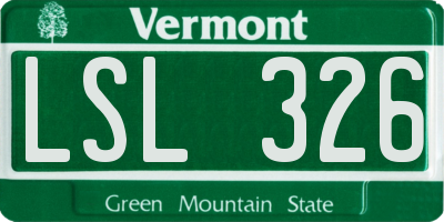 VT license plate LSL326