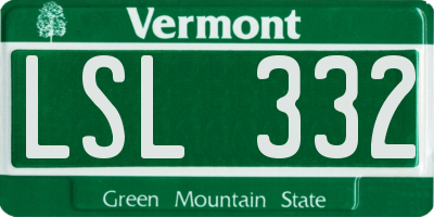 VT license plate LSL332