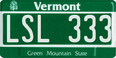 VT license plate LSL333