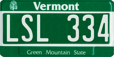 VT license plate LSL334