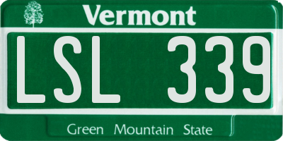 VT license plate LSL339