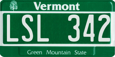 VT license plate LSL342