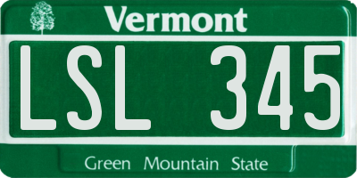 VT license plate LSL345