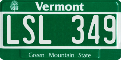 VT license plate LSL349