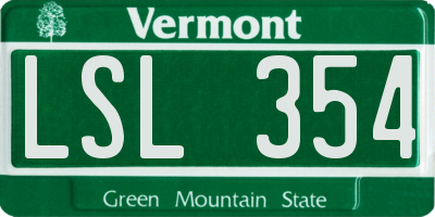 VT license plate LSL354