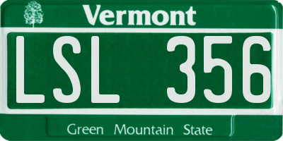 VT license plate LSL356