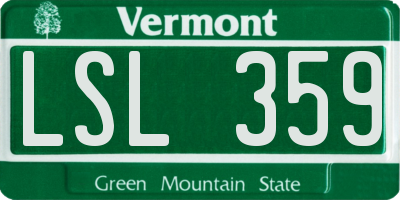 VT license plate LSL359
