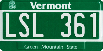 VT license plate LSL361
