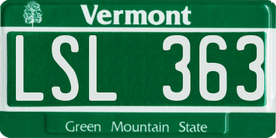 VT license plate LSL363