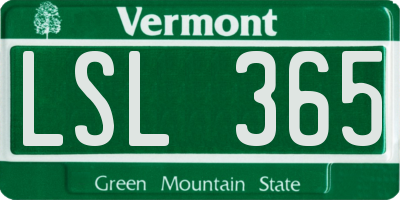 VT license plate LSL365