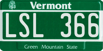 VT license plate LSL366