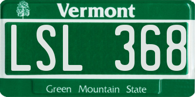 VT license plate LSL368