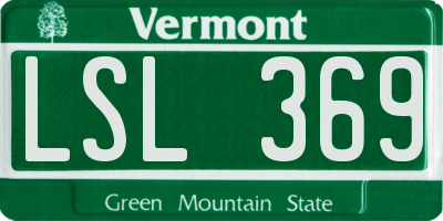 VT license plate LSL369