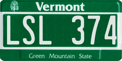 VT license plate LSL374