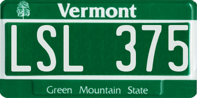 VT license plate LSL375