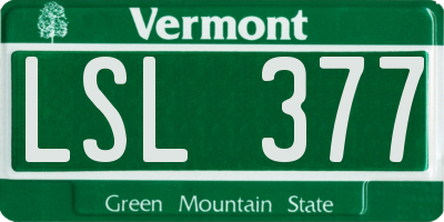 VT license plate LSL377