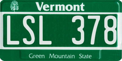 VT license plate LSL378