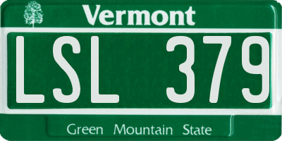 VT license plate LSL379