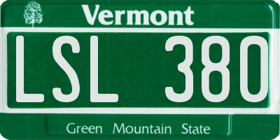 VT license plate LSL380