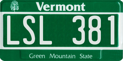 VT license plate LSL381