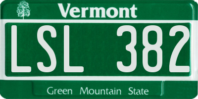 VT license plate LSL382