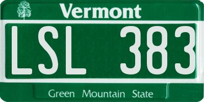 VT license plate LSL383