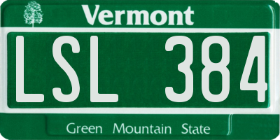 VT license plate LSL384