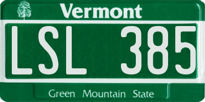 VT license plate LSL385