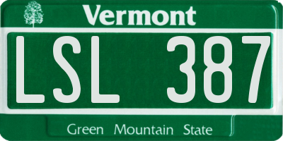 VT license plate LSL387