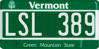 VT license plate LSL389