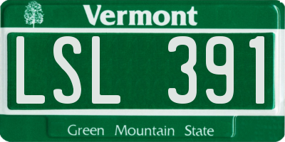 VT license plate LSL391