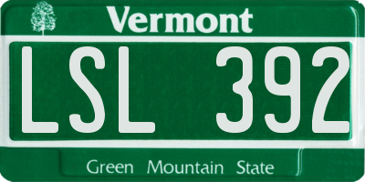 VT license plate LSL392