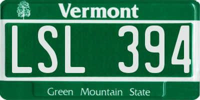 VT license plate LSL394