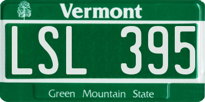 VT license plate LSL395