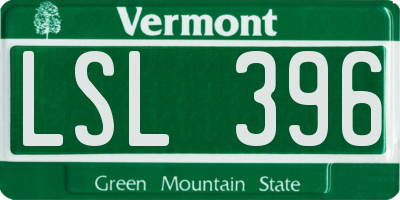 VT license plate LSL396