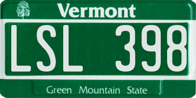 VT license plate LSL398