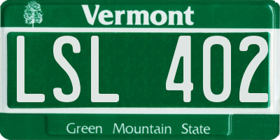 VT license plate LSL402