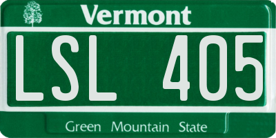 VT license plate LSL405